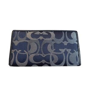 Coach Navy And Light Blue Silver‎ Signature Canvas Wallet